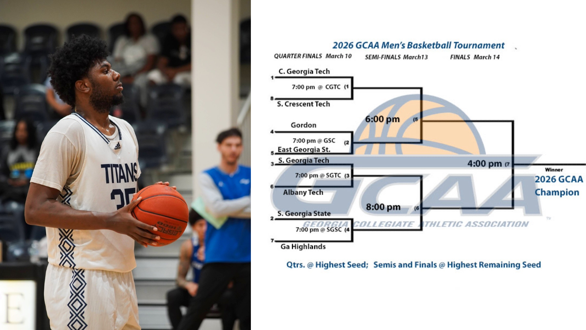 GCAA Men's Basketball Tournament Gets Underway Tonight, CGTC Titans Earn No. 1 Overall Seed